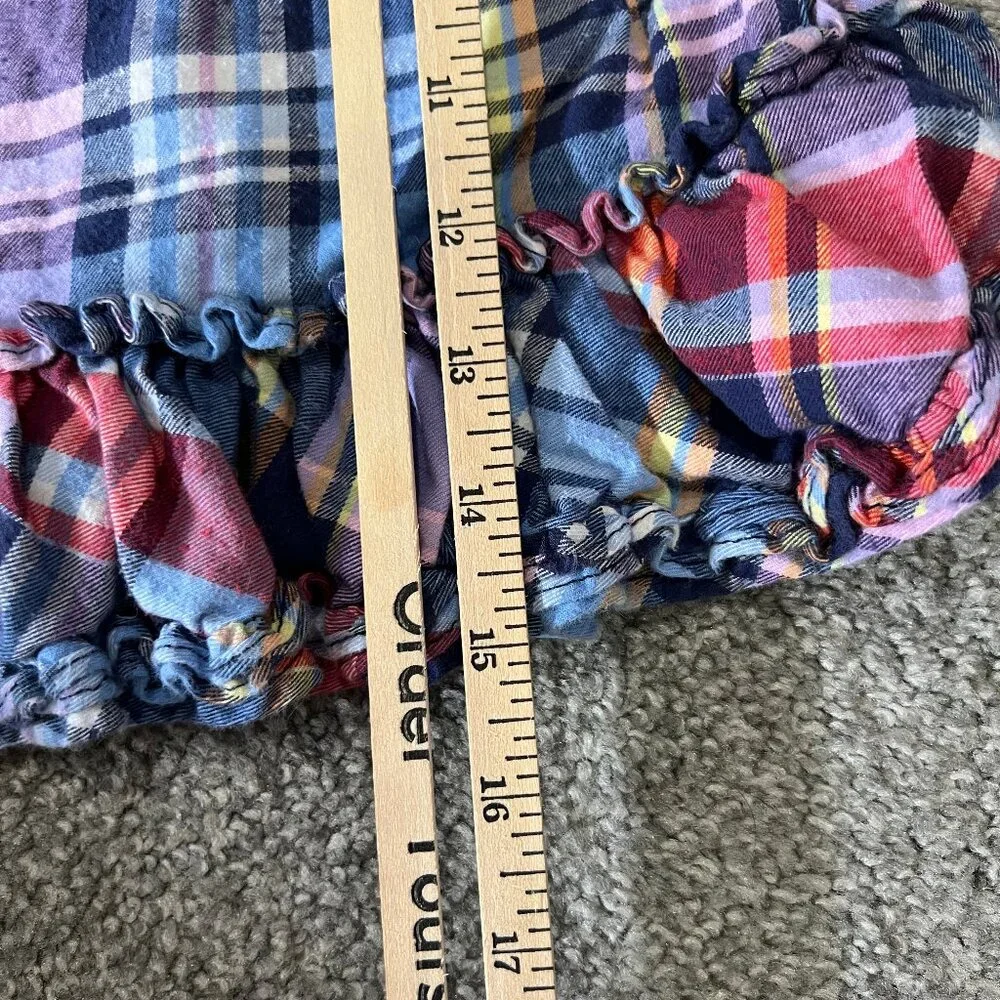 Ralph lauren dress baby girls 12M red blue plaid‎ ruffle button summer casual